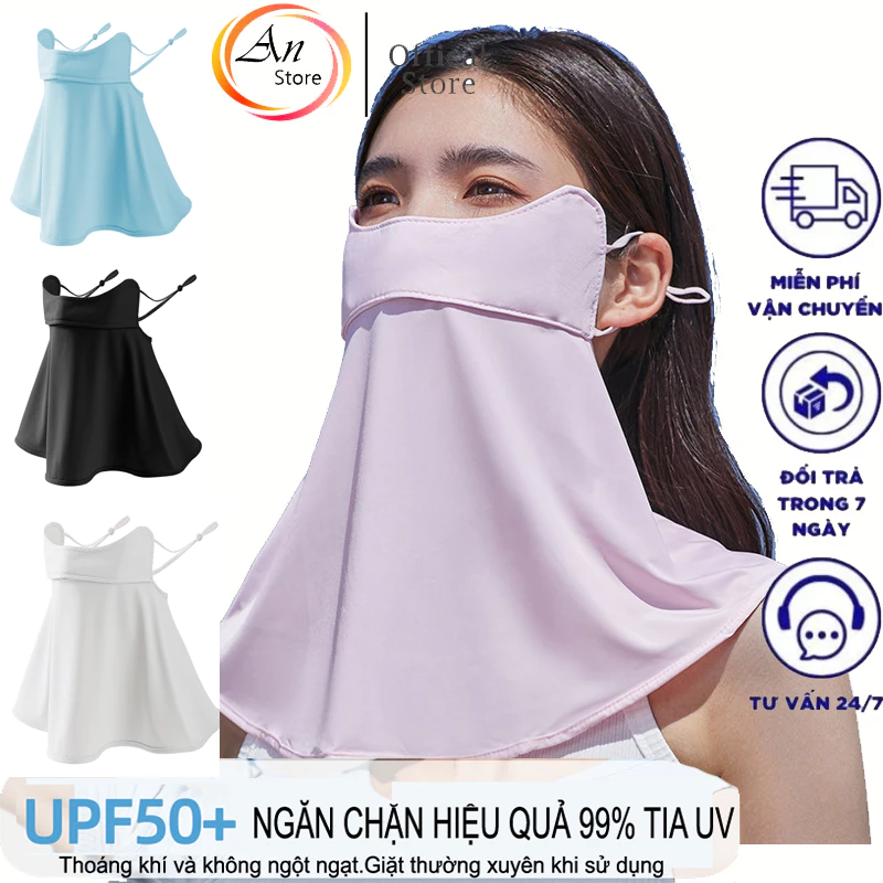 Khẩu trang chống nắng, chống tia UV toàn mặt và cổ nam nữ chất vải lụa cao cấp mềm mịn thoáng khí