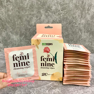 KHĂN ƯỚT VỆ SINH PHỤ NỮ ECOWIPES FEMININE cân bằng độ PH tiện lợi cho chị em phụ nữ 20 GÓI/ HỘP size 15 x 20 cm