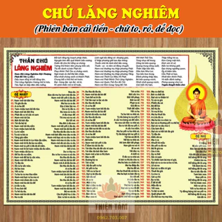 Tờ Chú Lăng Nghiêm khổ lớn A3 30x41cm bằng giấy couche 250 dai và dày, in 2 mặt + cán màng nilông 2 mặt