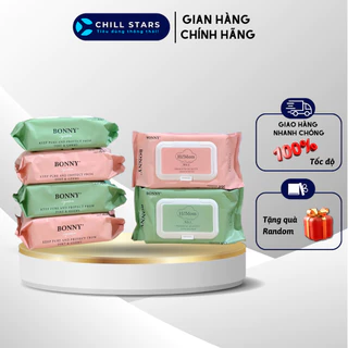 Khăn Ướt Bonny Himom Signature Không Mùi Có Nắp Đậy, An Toàn Cho Bé Từ Sơ Sinh 100 Tờ/ Gói Chill Star