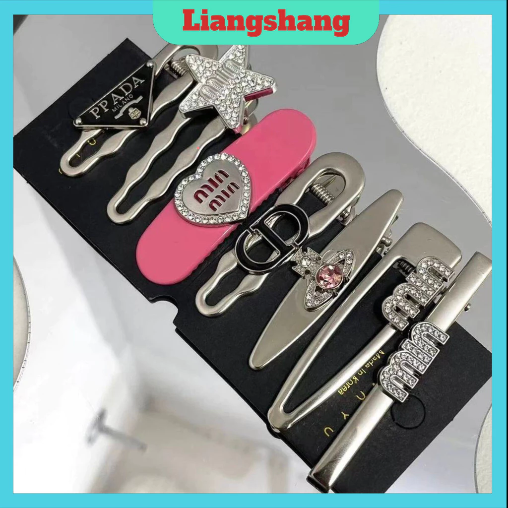 Vỉ 7 Kẹp Tóc \" BLAC.K..PINK \" - Set kẹp Kim Loại Hình Ngôi Sao / Trái TimPhong Cách Thời Trang Hàn Quốc.