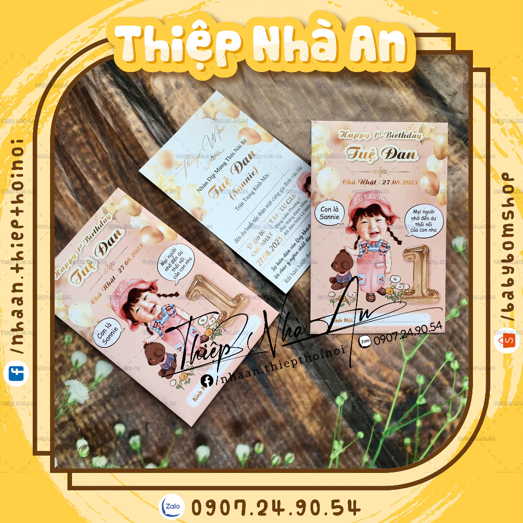 ♥️ Thiệp Thôi Nôi - Thiệp Sinh Nhật thiết kế dành cho bé gái nhiều chủ đề dễ thương ♥️ (giá 1 thiệp)