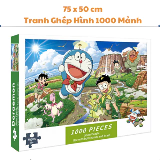 Tranh Ghép Xếp Hình 1000 Mảnh Doraemon and dinosaur Jigsaw Puzzle 1000 Pcs (75 x 50 cm) Dành cho người lớn và trẻ em.