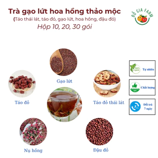 Trà gạo lứt hoa hồng thảo mộc hỗ trợ giảm cân, đẹp da - hộp 10, 20, 30 gói