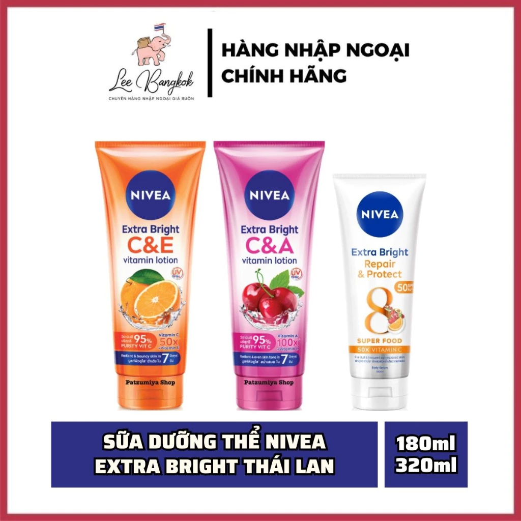 [Chuẩn Thái] Sữa Dưỡng Thể Trắng Da Nivea Extra White C&E - C&A - Repair & Protect Vitamin Lotion 180-320ml Thái Lan