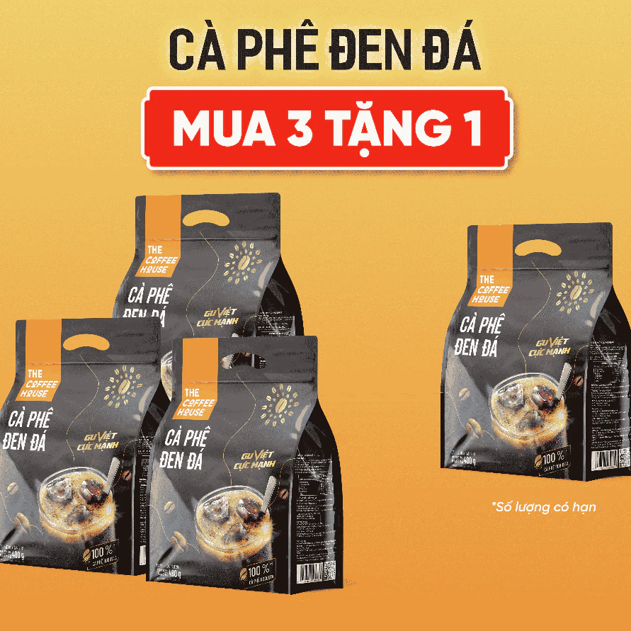 [COMBO 3 TẶNG 1] Túi cà phê đen đá The Coffee House (Túi 30 gói x 16 g)