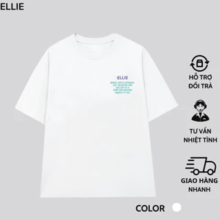 Áo thun nữ cotton form rộng unisex  ELLIE tay lỡ co giãn 2 chiều trắng