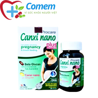 Procare Canxi nano pregnancy giúp bổ sung canxi cho phụ nữ chuẩn bị mang thai, có thai và cho con bú - Hộp 30 viên