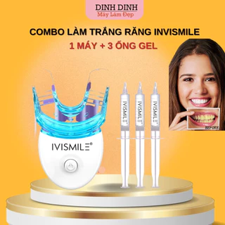 Set Làm Trắng Răng Invismile - Máy làm trắng răng, 3 ống gel cho 1 liệu trình trắng răng hiệu quả