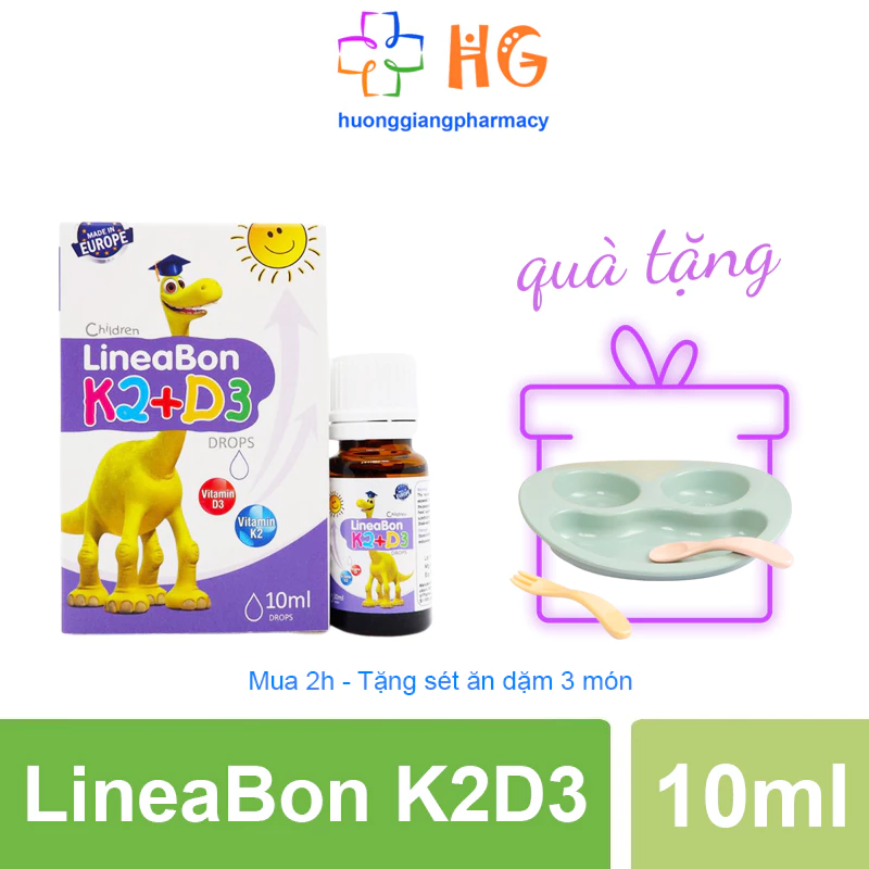 Combo 2 Lọ LineaBon K2 D3 - Vitamin D3 K2 Mk7 tăng chiều cao, hấp thu Canxi tối đa cho bé, dùng cho trẻ sơ sinh, trẻ em