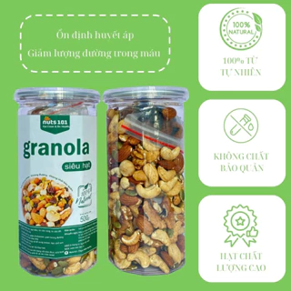 Granola siêu hạt NUTS101 túi trái cây riêng hũ 500g