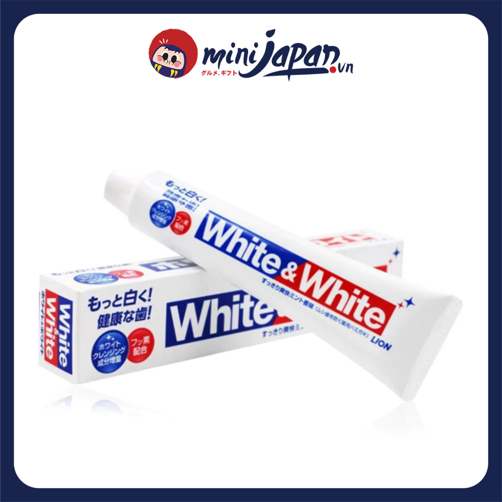 Kem đánh răng White & White Lion 150g Nhật Bản trắng răng giúp hơi thở thơm mát