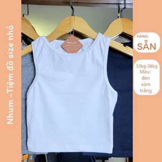 Set 3 áo croptop form nhỏ 33kg-38kg (size tương đương Xxs). Gồm 3 màu đen, xám trắng.