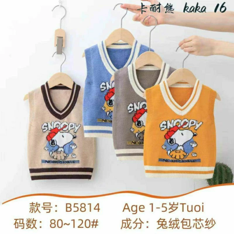 💗(Chọn mẫu) Áo gile len hàng Quảng châu hình chó cún cho bé trai