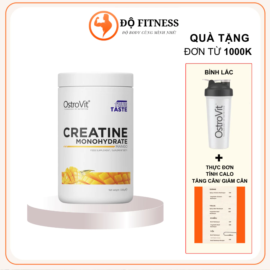 Creatine Monohydrate Ostrovit 500g - 100 Lần Dùng Hỗ Trợ Sức Khỏe, Kích Thước Cơ Bắp Chuyển Hóa Năng Lượng