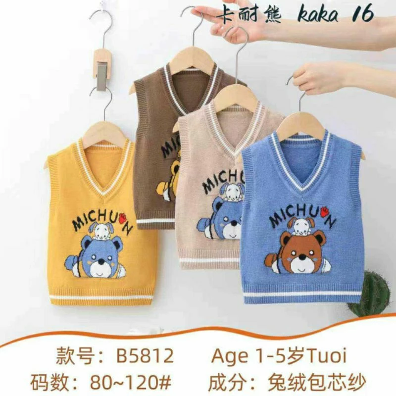 💗(Chọn màu) Áo gile len hàng Quảng Châu hình cún cho bé trai