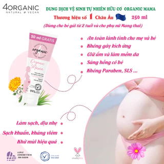 Dung dịch vệ sinh thảo dược hữu cơ 4organic mama  250ml - Công thức đặc biệt dùng cho bé gái và phụ nữ mang thai