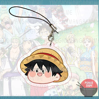 ( FACE CHIBI ) Móc dây treo điện thoại ONE PIECE in hình Đảo Hải Tặc anime mica trong acrylic móc khóa