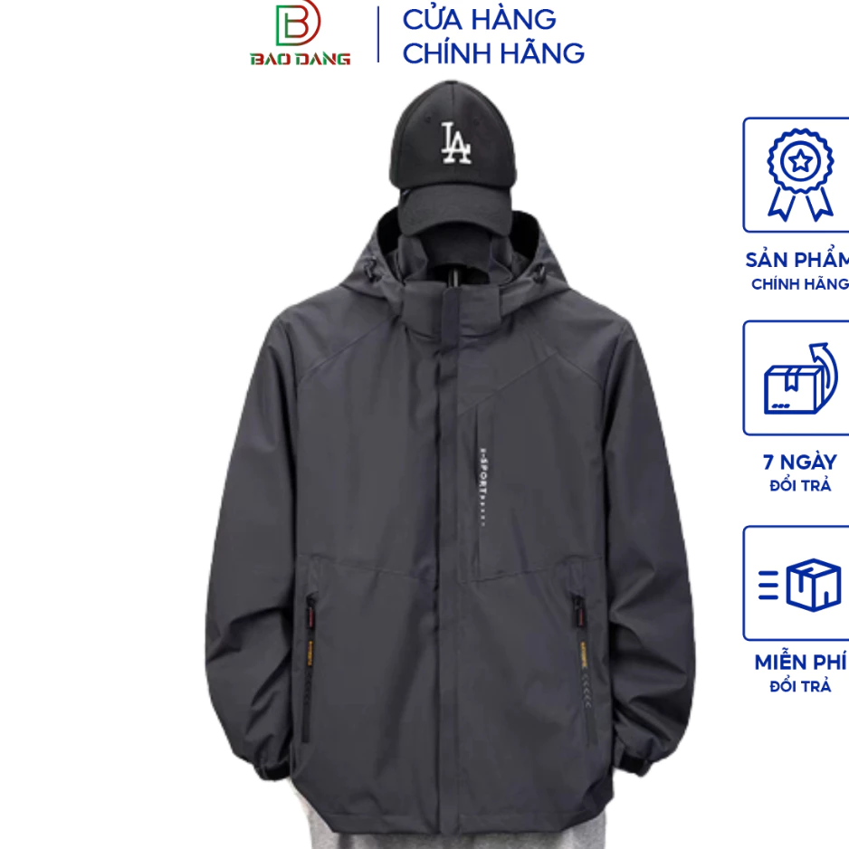 Áo khoác gió trượt nước kết hợp 3 túi dây kéo và nón tháo rời đa năng siêu phẩm 2023 5 màu Bảo Đăng.