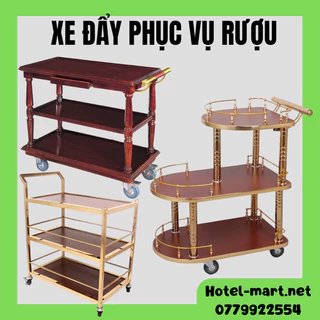 Xe đẩy phục vụ nhà hàng, Xe đẩy tráng miệng mạ vàng sang trọng