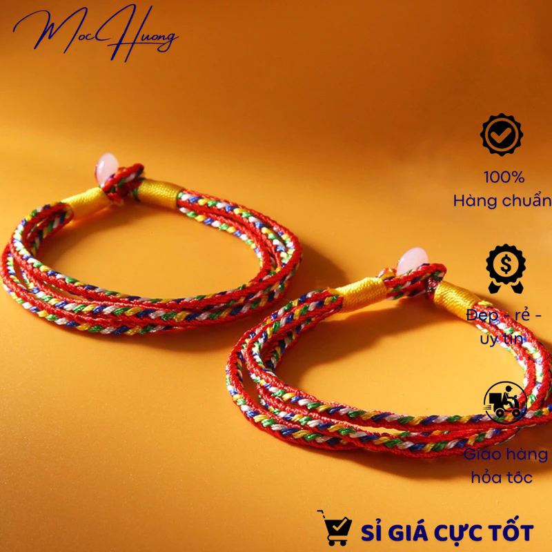 Set 4 Vòng tay chỉ ngũ sắc tết dây đỏ - TH461 MOCHUONG JEWELRY