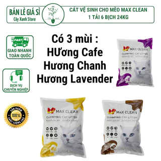 Cát Mèo,Cát Đất Sét, Cát Vệ Sinh Cho Mèo Max Clean 1 Tải 6 Bịch(24kg)