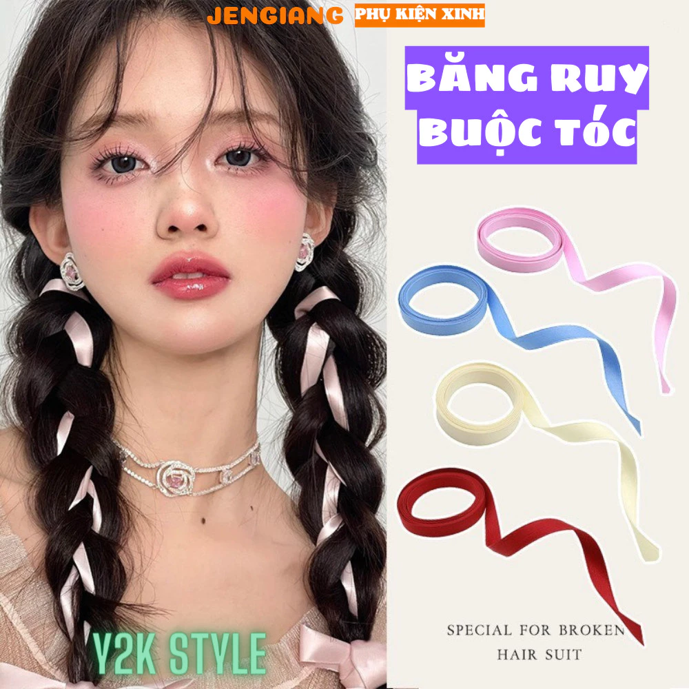 Cuộn dây ruy băng dài 2m thắt bóm tóc đuôi ngựa xinh xắn dành cho nữ RB373