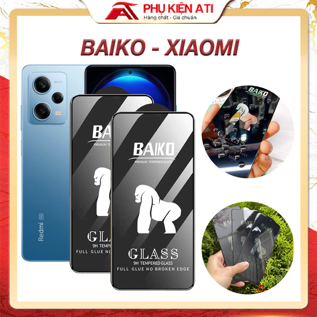 Kính cường lực Baiko Xiaomi 12 Turbo Mi 13T Pro 12T Mi 11T Redmi 10 10C 10A Mi 10T pro 9 9A 9C 9T k50 k60  [BK-HD]
