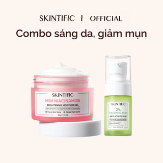 Combo sáng da giảm mụn Gel dưỡng ẩm sáng da 5% MSH Niacinamide 30g + Serum cải thiện vấn đề mụn 2% BHA SKINTIFIC 20ml