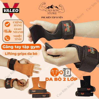 Găng Tay Tập Gym Kết Hợp Dây Kéo Lưng VALEO Lifting Grips Da Bò Hai Lớp Bảo Vệ Cổ Tay, Lòng Bàn Tay, Hỗ Trợ Lực Nắm