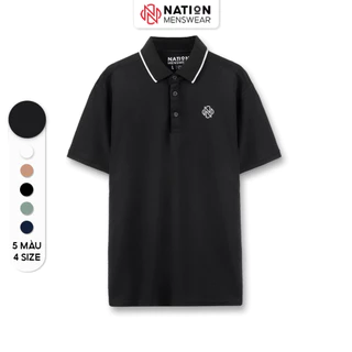 Áo polo nam NATION MENSWEAR chất Cotton Premium co giãn, thoáng mát, thấm hút mồ hôi, thiết kế basic trẻ trung PL004