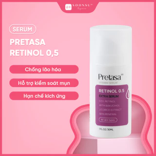 [XẢ KHO DATE 18.08.24] PRETASA RETINOL 0,5 Tinh Chất Chống Lão Hóa, Hỗ Trợ Kiểm Soát Mụn Extra Serum 30ml