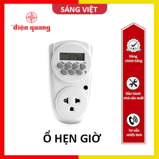 Ổ cắm hẹn giờ điện tử Điện Quang DT08 - Ổ cắm hẹn giờ bật tắt thiết bị 48 lần/tuần