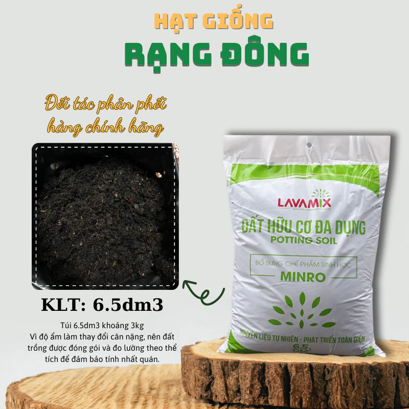 Đất Trồng Hoa - Đất Trồng Cây LAVAMIX giàu dinh dưỡng, đã trộn sẵn (túi 6.5dm~3Kg) - Hạt giống Rạng Đông