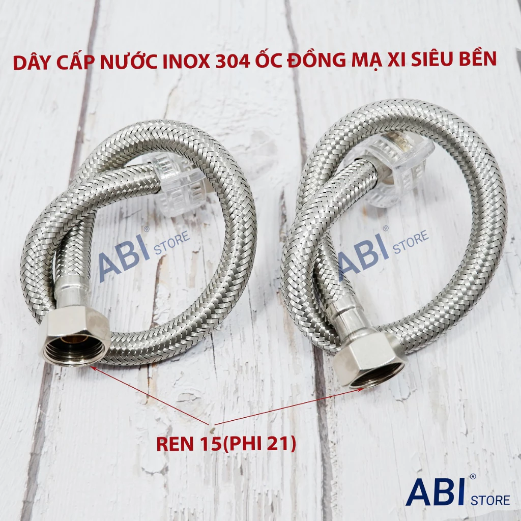 DÂY CẤP NƯỚC INOX 304 CHUẨN XỊN, ỐC ĐỒNG MẠ XI SIÊU BỀN CAO CẤP CHO VÒI LAVABO, BỒN CẦU, BÌNH NÓNG LẠNH