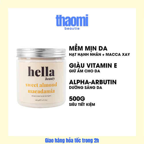 Tẩy Tế Bào Chết Body Hạnh Nhân Macca Hella Beauty 500g