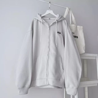 Áo Khoác Hoodie Nỉ Zip Chữ DUMBLE Xám Nhạt Form Rộng Mũ 2 Lớp Unisex Khóa Kéo