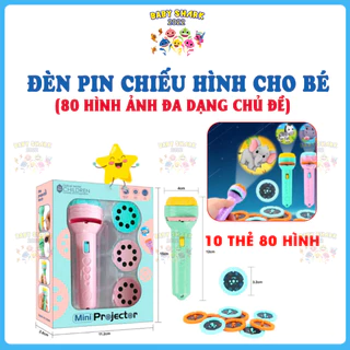 [Loại đẹp] Đèn pin chiếu hình cho bé 10 thẻ 80 hình chiếu ngộ nghĩnh