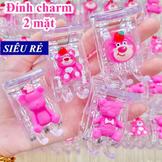 Kẹp tóc càng cua 3răng / 5 răng gắn sticker gấu dâu lotso , cực xinh - siêu rẻ