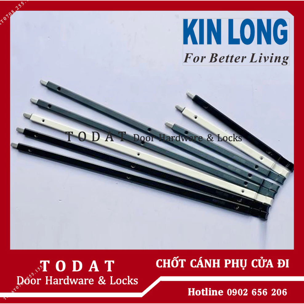 Thanh chốt rút KINLONG cửa đi nhôm XINGFA (chốt cánh phụ KINLONG) dài 25cm, 54cm