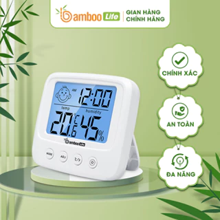 Nhiệt kế phòng điện tử Bamboo Life ẩm kế 3 trong 1 đo nhiệt độ và độ ẩm phòng ngủ cho bé đa năng, tiện dụng