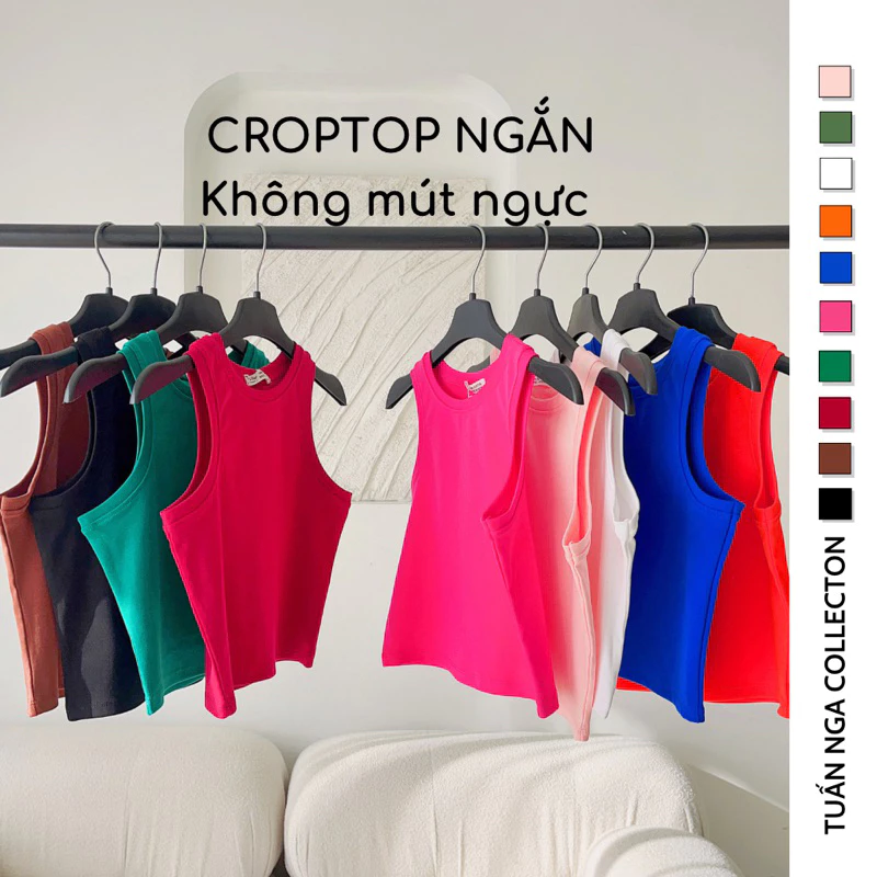 Áo ba lỗ sát nách croptop nữ, tanktop croptop  TUẤN NGA COLLECTION vải borip 100% cotton