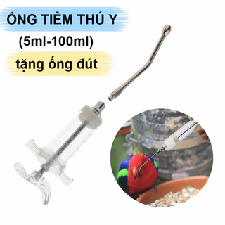 Rẻ🎉(Tặng ống đút) 5ml-100ml xi lanh ống tiêm thép nhựa thú y, bơm ống đút dùng cho chim vẹt non an toàn tiện lợi