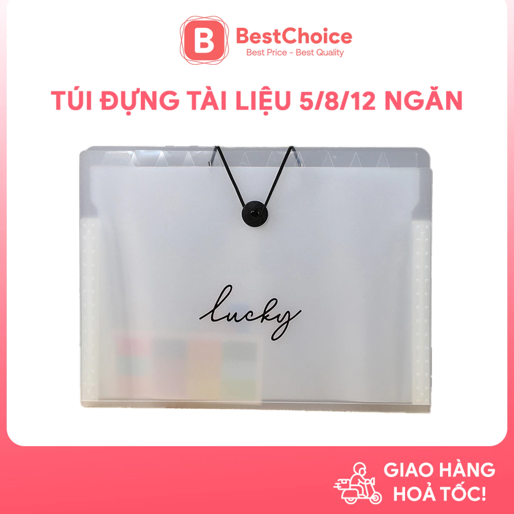 Túi đựng tài liệu 12 ngăn có dây bìa trong, chất liệu cao cấp, túi hồ sơ, file tài liệu