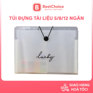 Túi đựng tài liệu 12 ngăn có dây bìa trong, chất liệu cao cấp, túi hồ sơ, file tài liệu