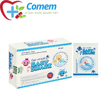 Gạc Rơ Lưỡi Baby Shark Vshine – 50 Gói – Làm Sạch Và Bảo Vệ Răng Miệng Cho Bé