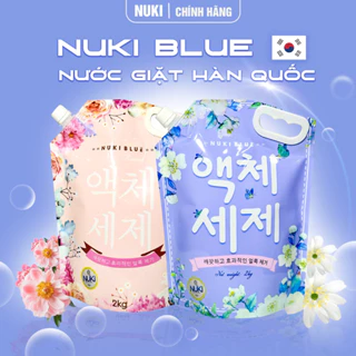 Nước Giặt Xả Hàn Quốc Nuki Blue 2kg Thơm Dịu Nhẹ Lưu Hương Thơm Lâu, Làm Mềm Vải Giữ Màu Quần Áo