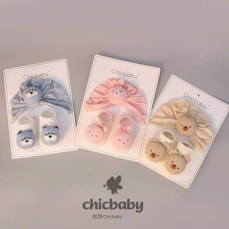 Set turban kèm tất hình thú đáng yêu cho bé trai và bé gái