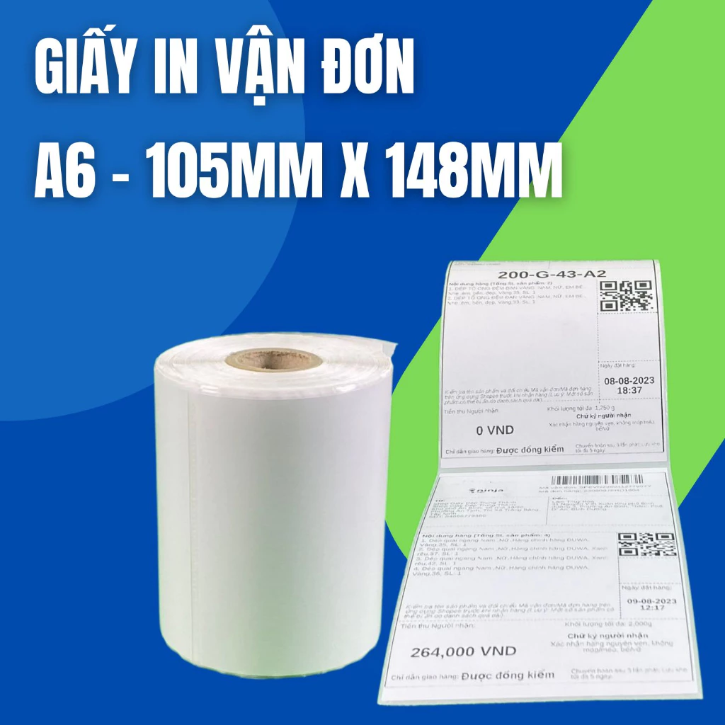 Cuộn 350 tờ Giấy in vận đơn kích thước A6 105x148mm dùng cho sàn TMĐT