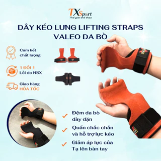 Găng Tay Tập Gym - Dây Kéo Lưng - Strap da bò chính hãng VALEO cao cấp  (2 chiếc)